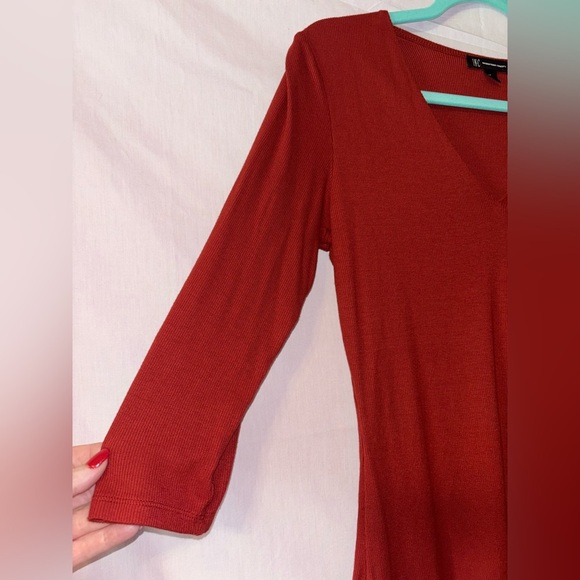 INC International Concepts Red V-Neck Blouse - Picture 3 of 8